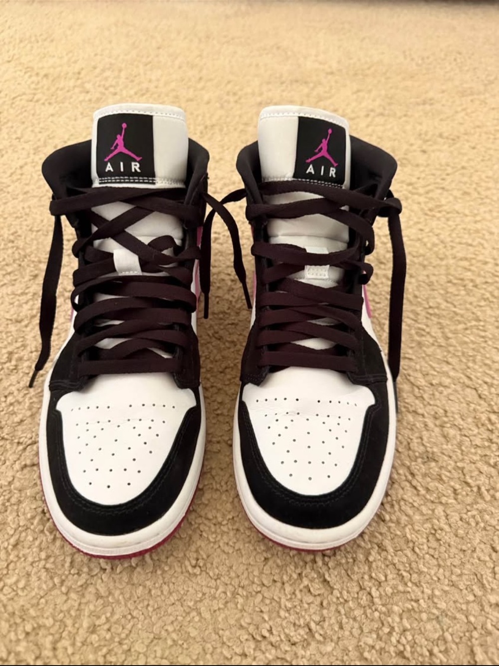 Jordan Mid Top Sneakers - White, Black & Pink - Picture 2 of 6